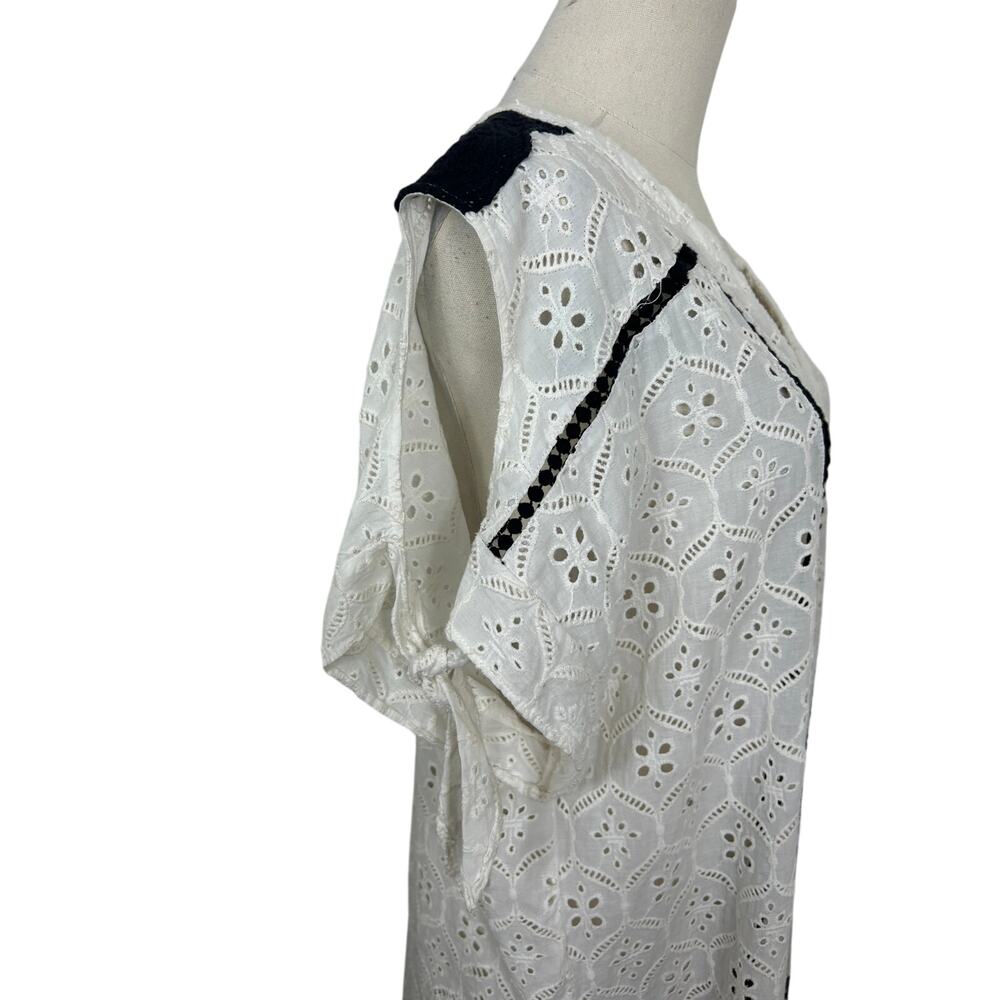 Hemant & Nandita Anthropologie Aditya Embroidered Tassel Tunic White Medium Boho - Picture 8 of 11
